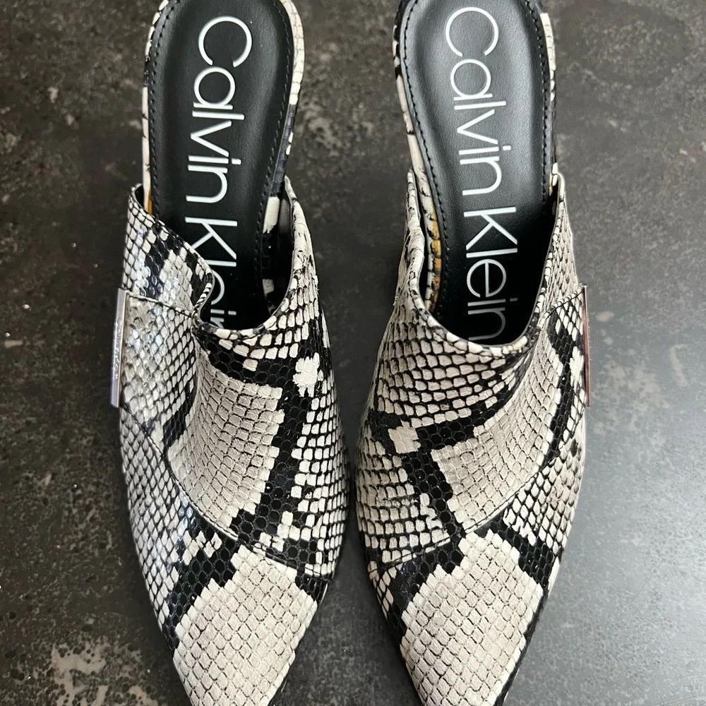 Calvin Klein Snakeskin Mules - Black and White - Picture 3 of 5
